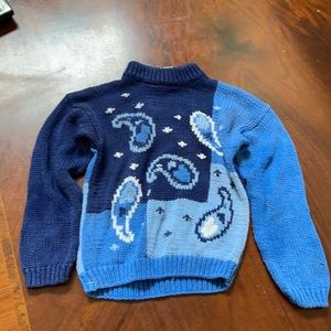 Boys 4t Crewneck blue & white  whale sweater